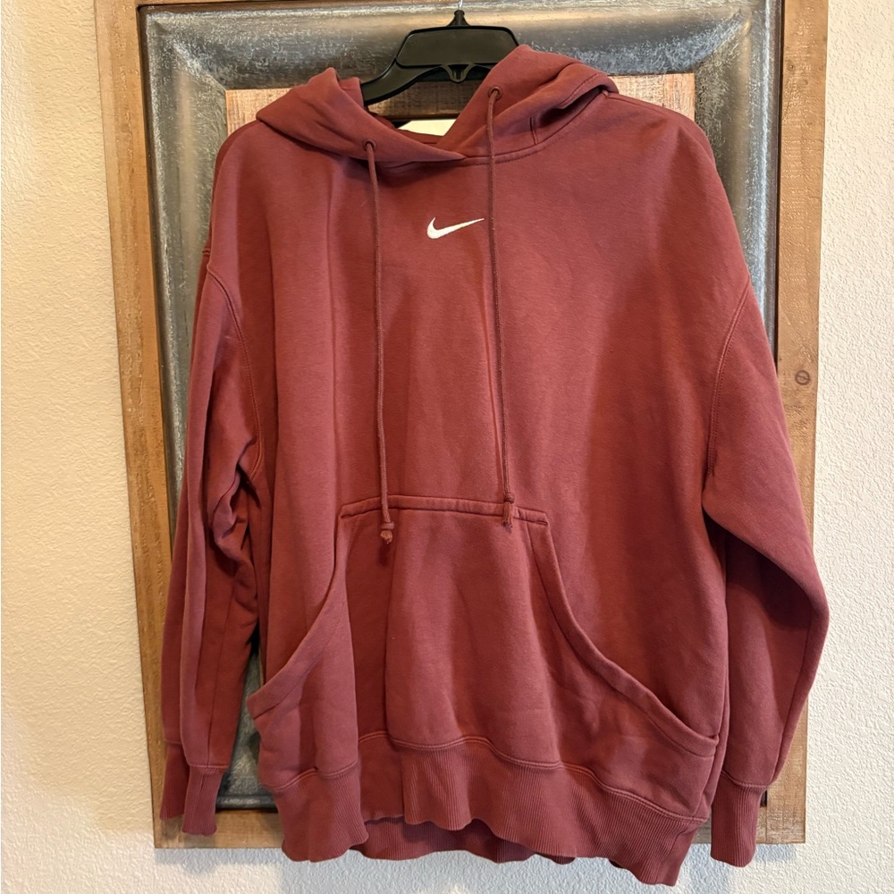 Nike brown hoodie with small white swoosh